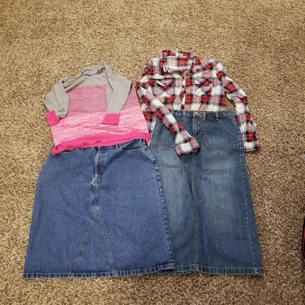 💜👒Jean Skirt Bundle ( size 14)💜👒